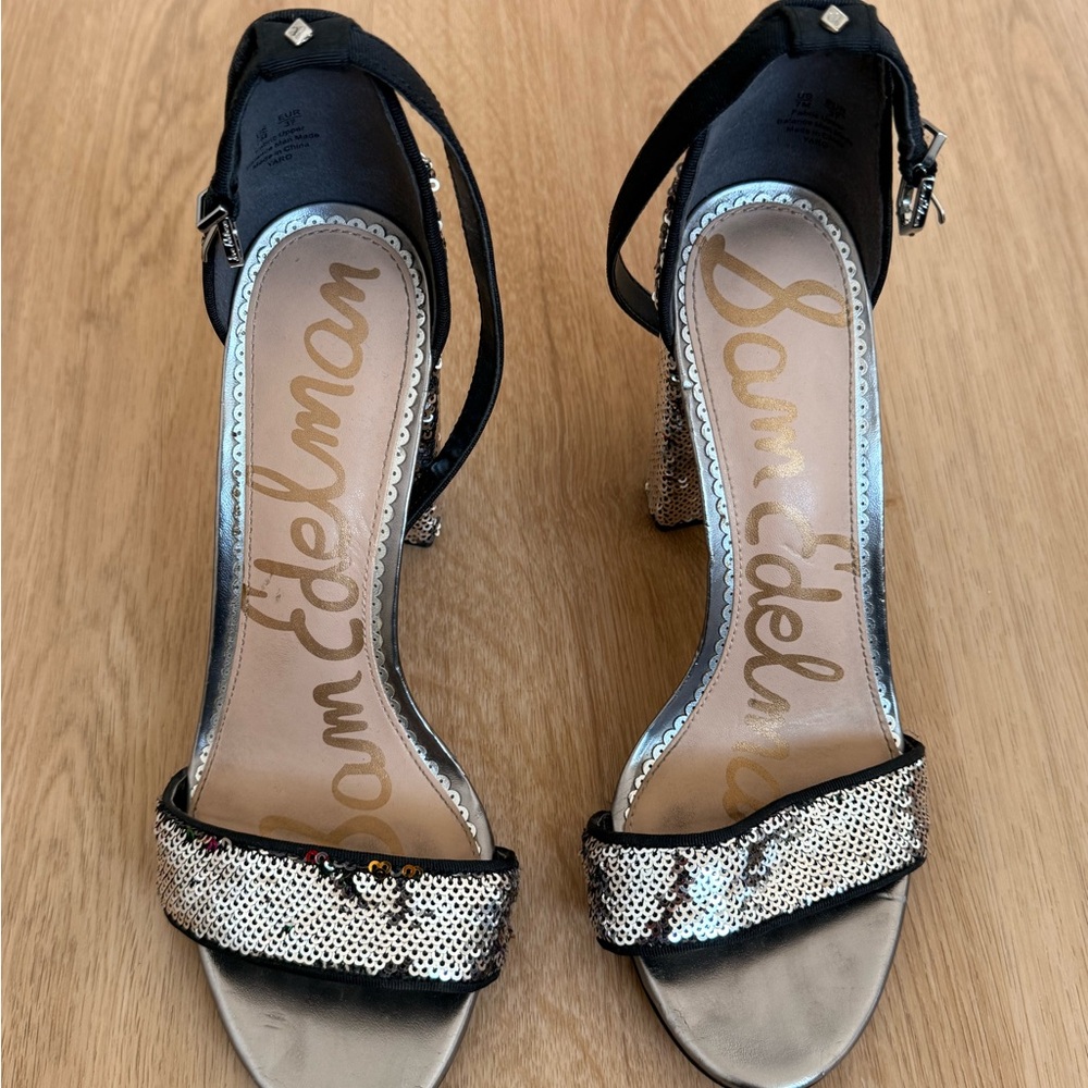 Sam Edelman Black and Silver Sequin Heels